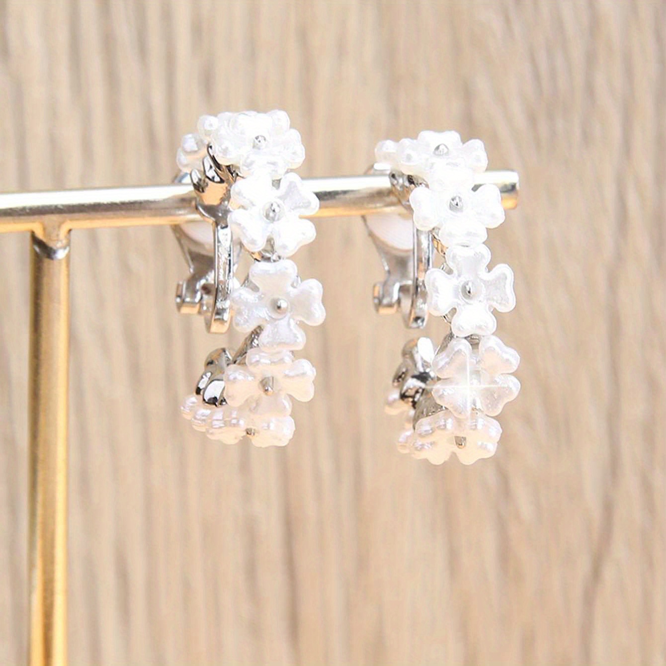 Floral Designed Round Ear Clips for Women